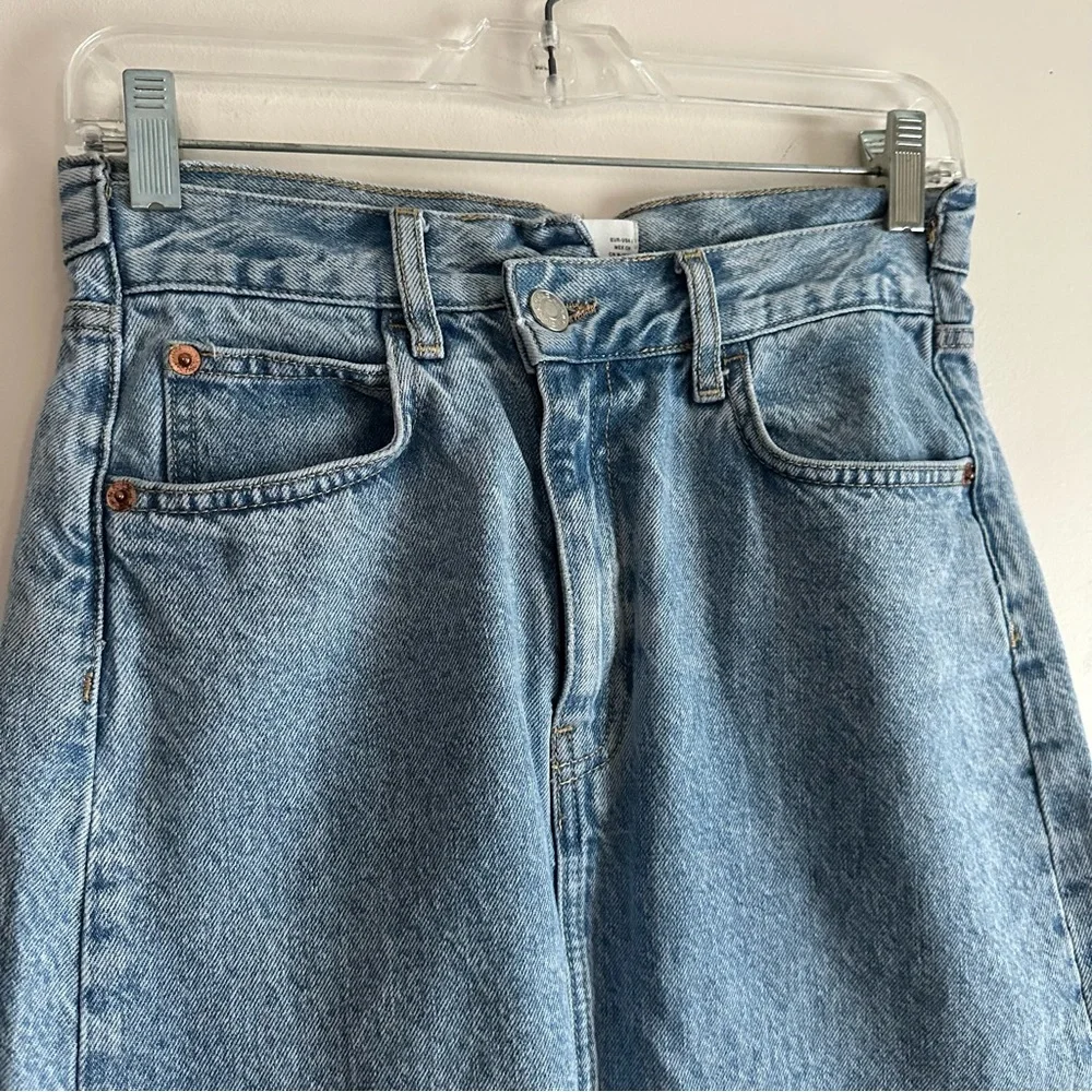 MNG‎ Denim • Front Slit Jean Midi Skirt